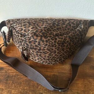 Women’s Leopard Print Coffee Colored Crossbody or Belt Bag Faux Leather NWT